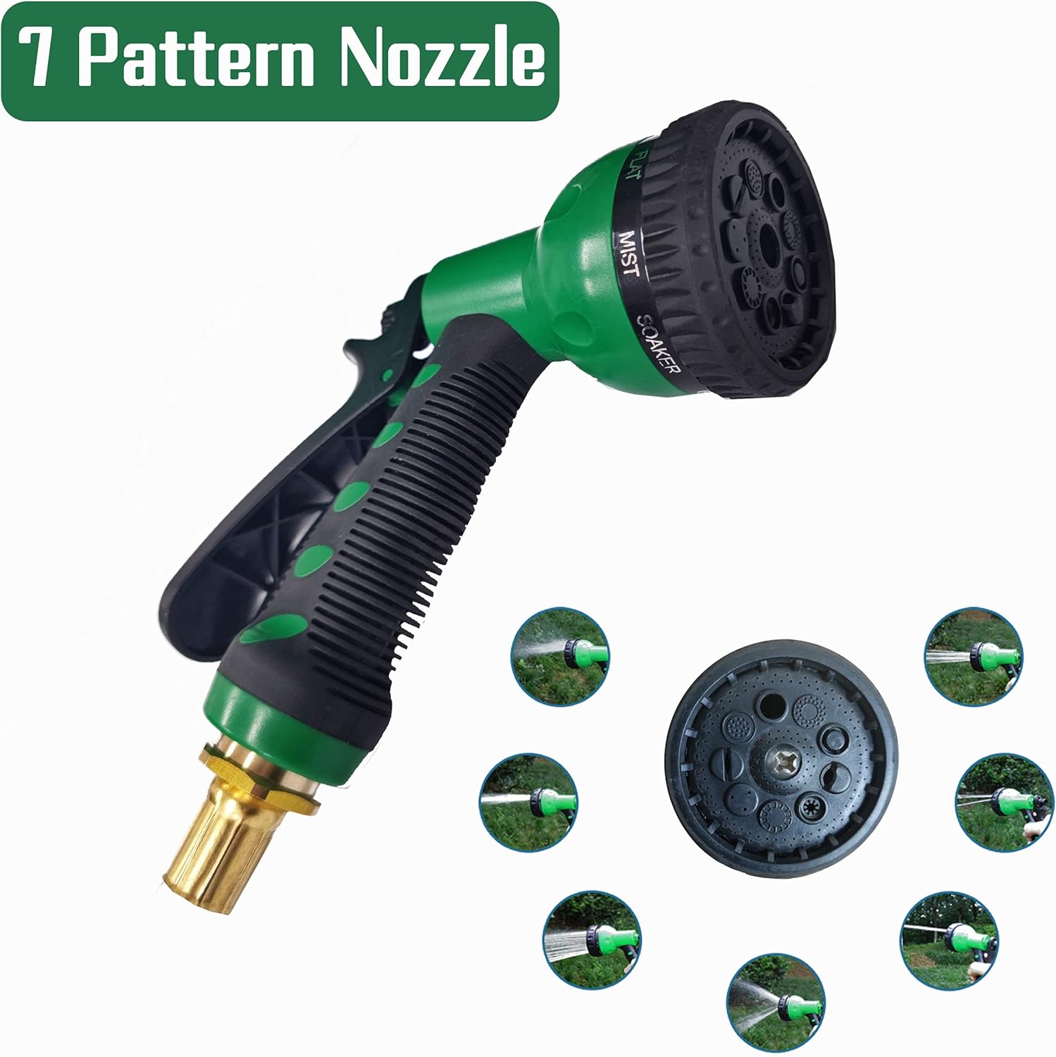 Khirlfor Garden Hose Reel Retractable Water Hose Holder Wall Mount 100 ft Hose with 7 Pattern Hose Nozzle : Garden & Outdoor