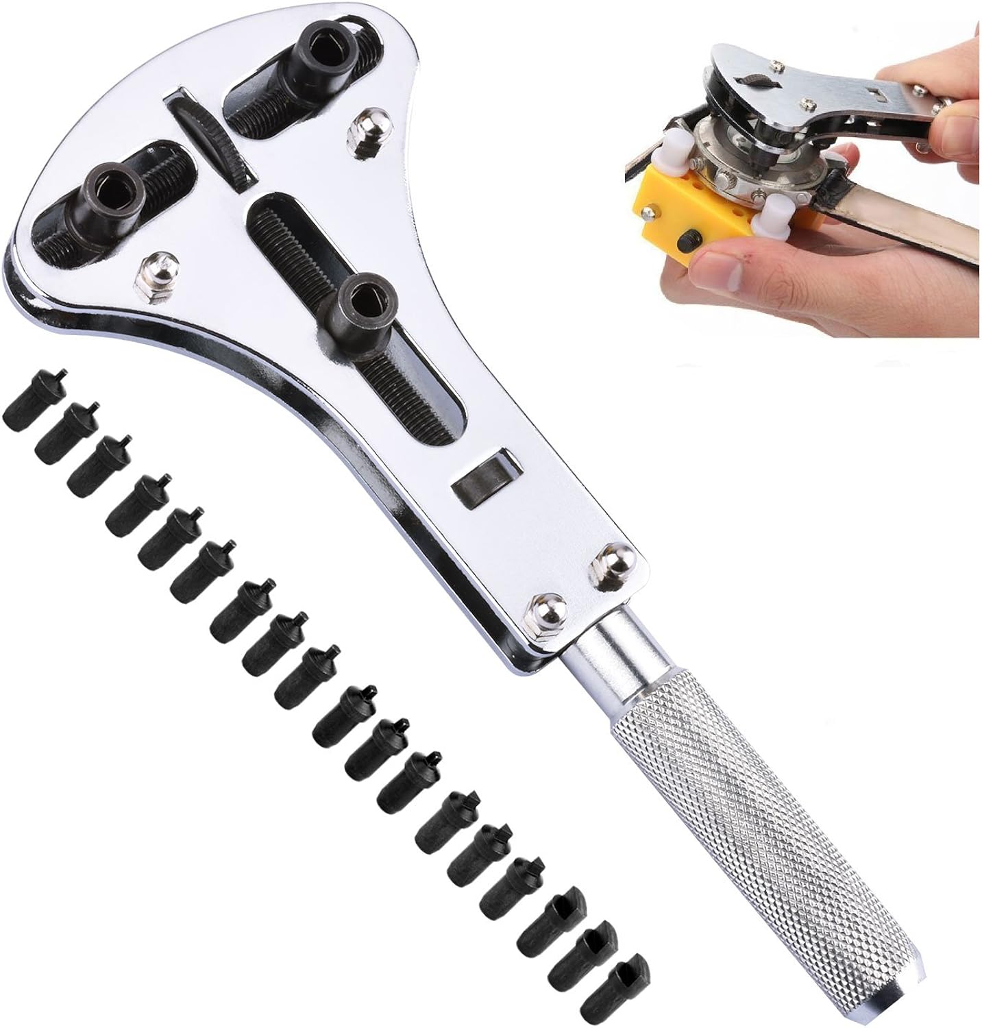 Zeiger Adjustable Watch Back Case Removal Opener Large Watch Batteries Changing Replacement Repair Resizing Tool Set Kit for Men Big Watch: Home Improvement