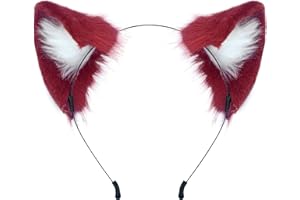 QinRuan Cat Fox Faux Fur Ears Headband Cute Halloween Fancy Dress Cosplay Handmade Animal Furry Ears Hair Hoop