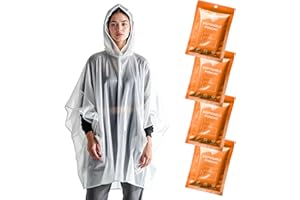 ZENO Disposable Rain Poncho Waterproof - Rain Coat with Hood, Pack of 4