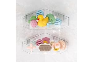 Natheeph Bath Toy Organizer 2-Pack - Clear Large Capacity Bath Toy Storage Holder with Quick-Dry Holes, Space-Saving Corner Shower Caddy for Bathroom & Kitchen