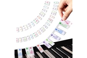 Piano Notes Overlay 61 Keyboard Strip, Azymi Piano Key Labels 61 Key for Beginner, Removable Multi-color Large Letters Silico