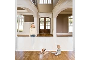 BETERTEK 115 Inch Retractable Baby Gate Wide Retractable Dog Gate Extra Large Baby Gates Extra Wide Baby Gates for Large Opening Outdoor Retractable Gate Extra Wide Dog Gates for The House Extra Wide Baby Gate