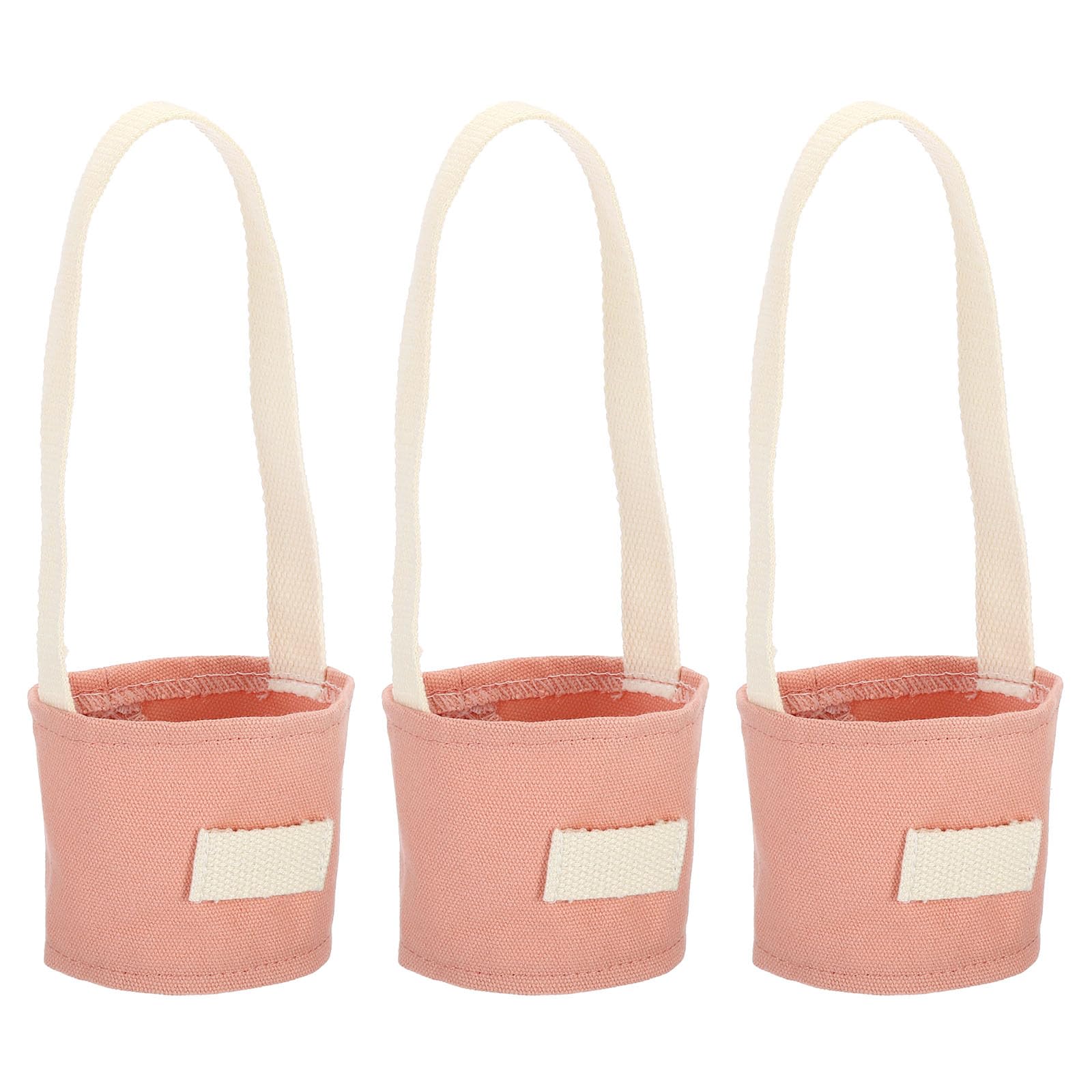 PATIKIL Coffee Cup Sleeve with Strap, 3 Pcs Water Bottle Holder with Straw Holder, Reusable Canvas Portable Water Bottle Carrier for Water Bottle, Coffee for Hiking, Biking, Dark Pink