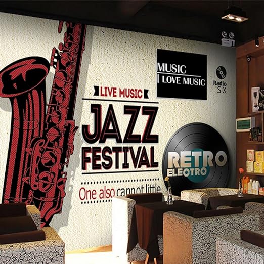 Amazon Co Jp Colomac壁壁画3d Jazz Personalized音楽レコード要素mural Suitable For Ktvバー カフェカラオケリビングルーム壁紙 196 8 Inch X 78 7 Inch S Diy 工具 ガーデン