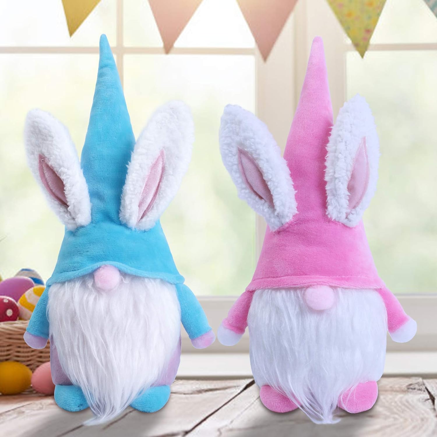 Pack 2 Summer Spring Day Gnome Holiday Decoration Set of 2, Swedish Spring Gnome Plush,Handmade Tomte Plush Gnomes, Home Deco Easter Ornaments Tabletop Santa Figurines 12 inch…