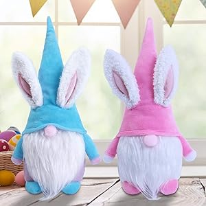 Pack 2 Summer Spring Day Gnome Holiday Decoration Set of 2, Swedish Spring Gnome Plush,Handmade Tomte Plush Gnomes, Home Deco Easter Ornaments Tabletop Santa Figurines 12 inch…