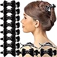 RC ROCHE ORNAMENT 12 Pcs Womens Hair Ribbon Bow Clip Cute Pretty Plastic No Slip Strong Grip Hold Girls Ladies Beauty Accessory Styling Pin Jaw Clamp, Small Black