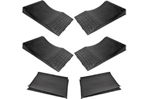 BULLKE USA Made Extra-Wide Heavy-Duty Flat-Free Tire Ramps with 4 Thick Mats – Prevent Flat Spots During Long-Term Storage – Non-Slip HDPE Ramps Support 10 Tons – for Cars, RVs, Trucks – Set of 4