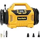MaxMore Portable Tire Inflator/deflator Compatible with DeWalt 20V Battery (Tool Only),160 PSI High Pressure Cordless Air Compressor Pump, Digital Gauge, Auto Shut-Off, LED Light for Car, Bike, Balls