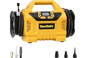 MaxMore Portable Tire Inflator/deflator Compatible with DeWalt 20V Battery (Tool Only),160 PSI High Pressure Cordless Air Compressor Pump, Digital Gauge, Auto Shut-Off, LED Light for Car, Bike, Balls