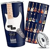 wowcugi Guitar Gifts Electric Guitar Tumbler Guitarist Gifts Stainless Steel Insulated 20oz Coffee Cups For Men Women Musician Lovers Players Christmas Birthday Accessories Gift