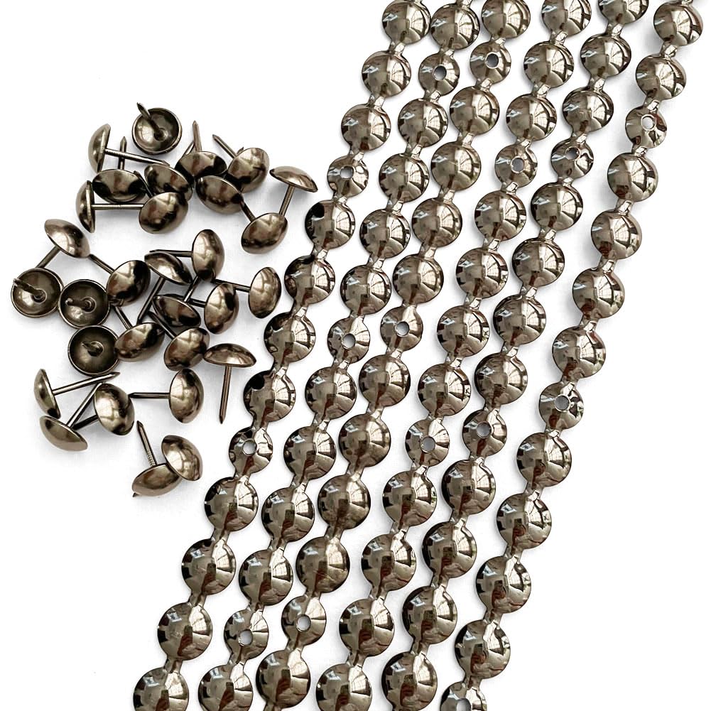 Let's Decorate 5 Meters Upholstery Tack Strips Gun Black, Decorative Nail Strips Sofa Trim Tapes, Indoor Garden Chair Trims, Loose Tack Matched (11mm Gun-Black)