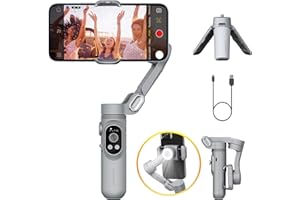 Gimbal Stabilizer for Smartphone w/LED Light Face Tracking Inception Timelapse Handheld Foldable 3-Axis Gimble for iPhone 15 14 13 12 11 Pro Max Android Galaxy S23 YouTube TikTok Vlog AOCHUAN Smart X