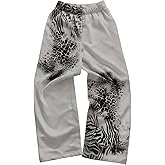 Verdusa Men's Wide Leg Sweatpants Hip Hop Leopard Print Baggy Sweat Pants Straight Athletic Joggers
