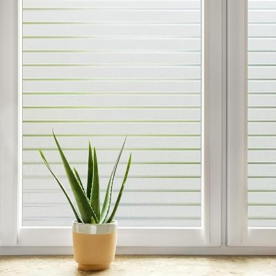 DOWELL Window Film Privacy 60x200cm Frosted Stripe Static Cling Opaque