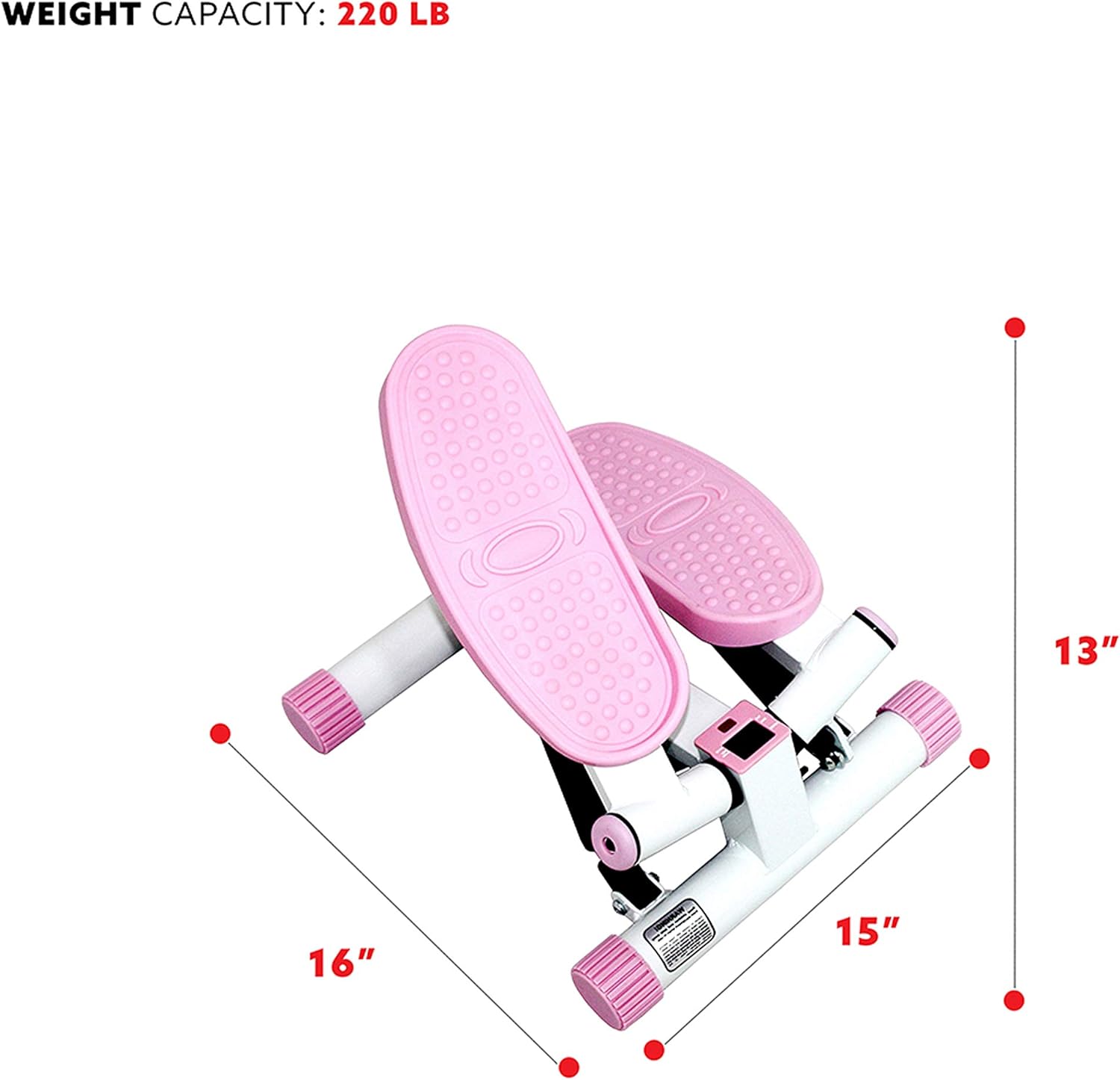 Sunny Health and Fitness Adjustable Twist Stepper, Pink : Step Machines : Sports & Outdoors