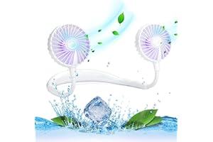 VAGAU Portable Cooling Neck Fan, Rechargeable USB Personal Neck Fan with Colorful LED lights, 360° Rotation, Wearable Neck Fan Air Conditioner for Office Travel Sport, 3 Adjustable Speeds