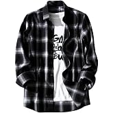 Mens Shirts Classic Checked Work Dress Long Sleeve T-Shirts Men Fall Vintage Plaid Shirts Coat Regular Fit Button Up