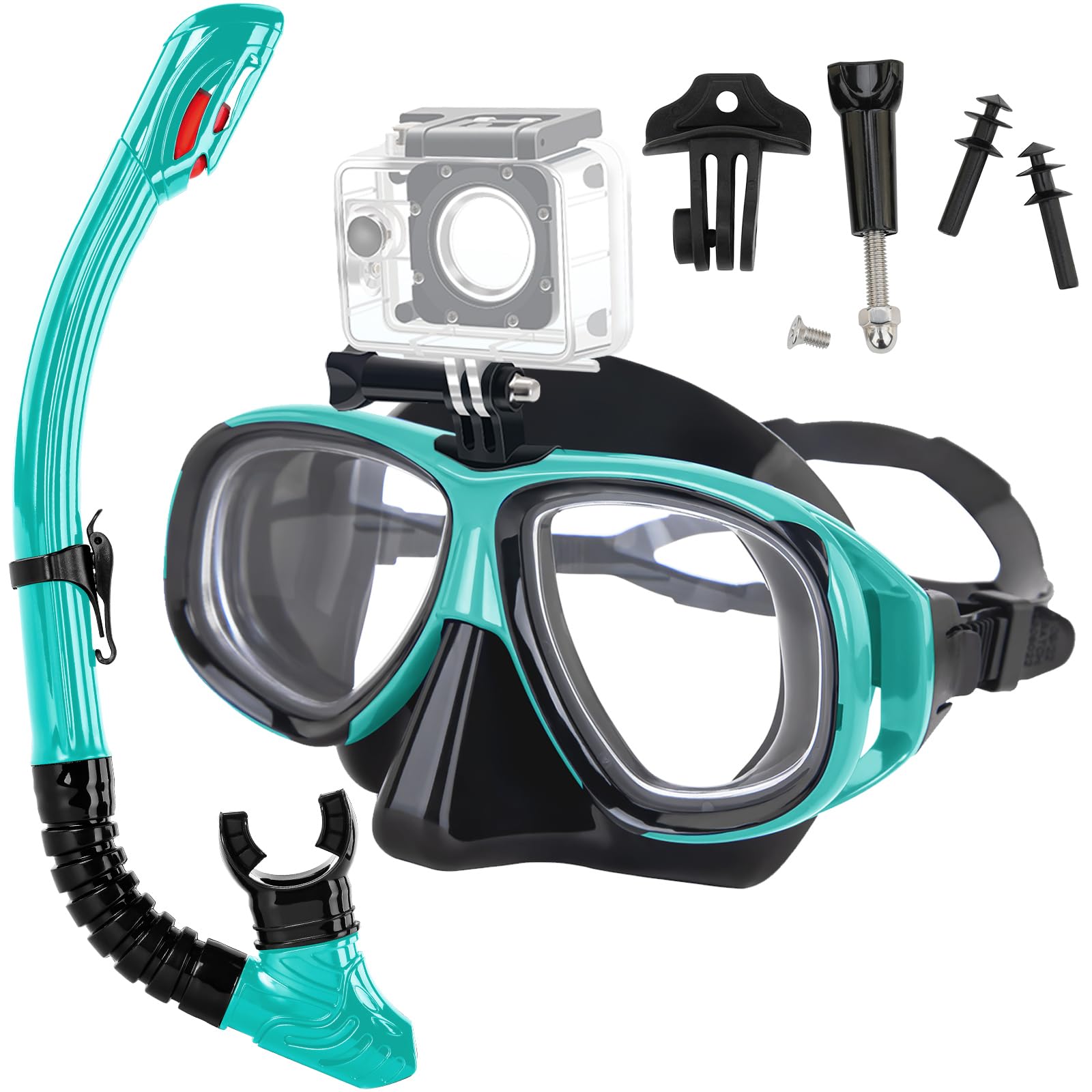 Photo 1 of Nearsighted Snorkeling Gear for Adults Youth, Professional Shortsighted Full Dry Top Silicone Snorkel Set, Anti-Fog Diving Mask with Detachable Camera Mount for Scuba Diving, Spearfishing, Freediving