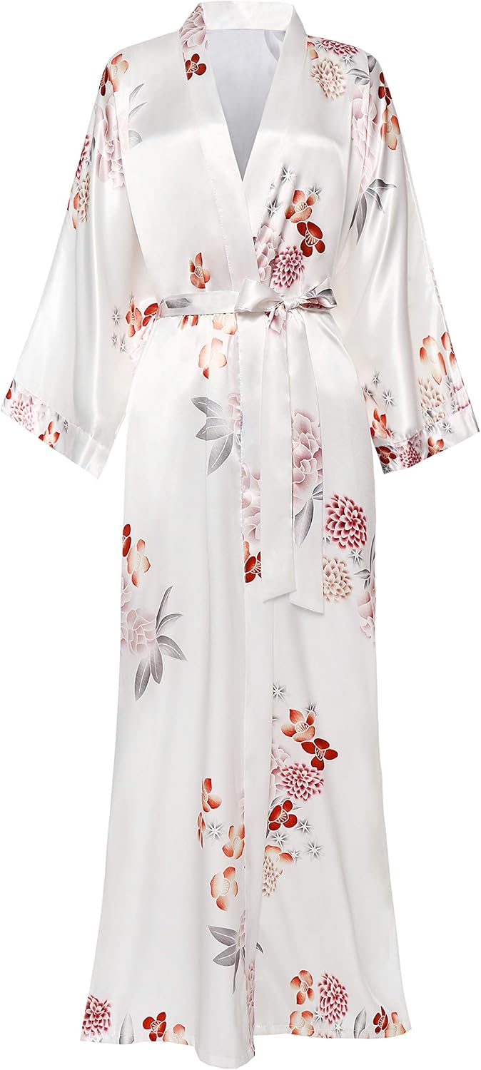 Coucoland Robe de chambre longue longue en satin pour ...