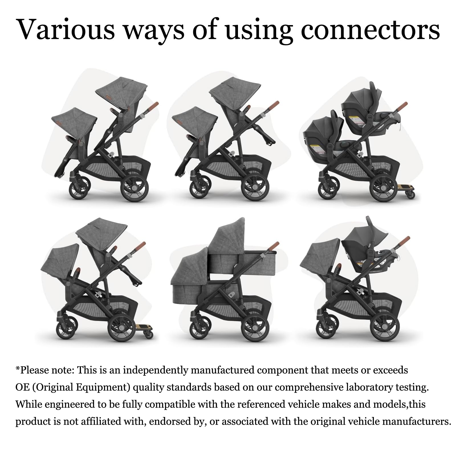 Upper Adapter Compatible with UPPAbaby Vista and Vista V2 and Vista V3 Strollers/Bassinet, Toddler Seat, Aria, Mesa V2, or Mesa Max Infant-Secure (Car Seats Accessories 1Set+2 Pcs Stroller Hooks)