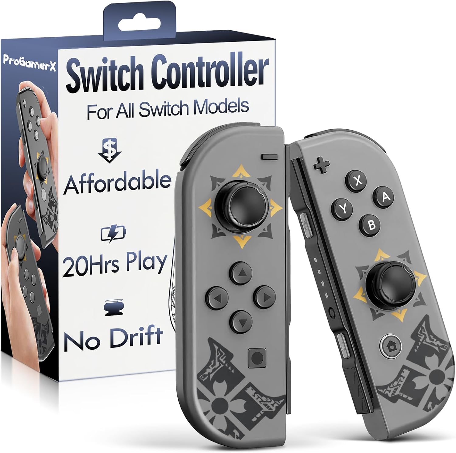 MunyLazy Switch Controllers,Wireless Joy Remote Con Replacement for Switch 1 OLED Lite,Hall Effect Joystick No Drift,20 Hour,HD Rumble,Gyro Control,No NFC,Extra Cool Grey