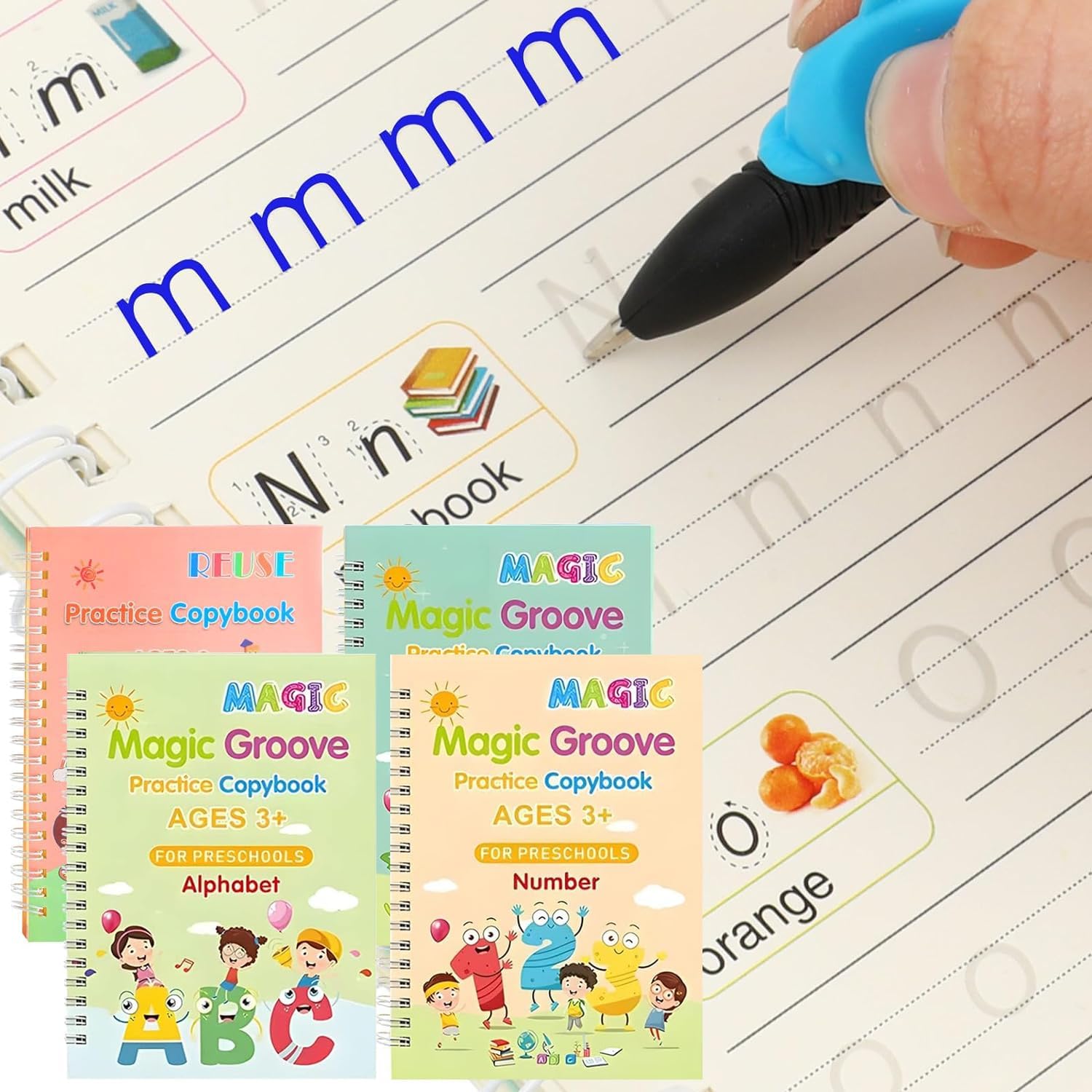 Photo 1 of Magic Grooved Writing Practice for Kids,Grooved Writing Books, Reusable Grooved Handwriting Workbooks for Kids Age 3-5 Calligraphy