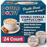 Double Donut Coffee Double Vanilla Cappuccino Pods, 24 Single Serve Cups For Keurig K Cup Brewers In Recyclable Pods