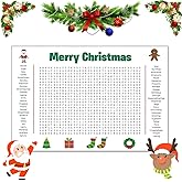 usemy Giant Word Search Poster,Giant Christmas Word Search Poster,Giants Holiday Words Search Wall Poster for Christmas,36" X 24" Wall Game with 50 Words for Family Holiday Party Activity