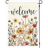 ARGOOFG Fall Floral Garden Flag 12x18 Inch Double Sided Outside, Autumn Flowers Welcome Seasonal Yard Porch Outdoor Decoration