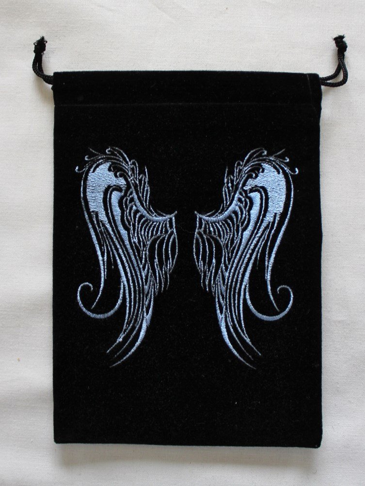 Magical Times 808 Angel Wings Unlined Black Velvet Tarot Bag