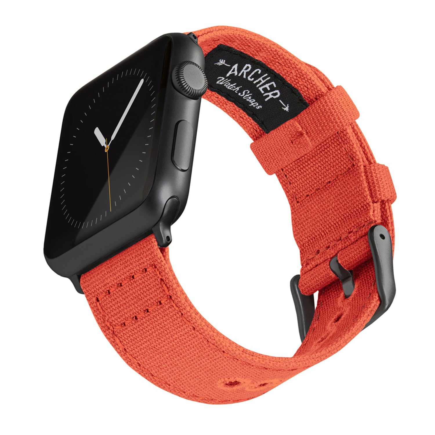 Archer Watch Straps - Canvas Straps for Apple Watch (Tangelo Orange, Gray, 44/45/46/49mm) โ image 1
