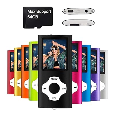 MYMAHDI Support TF Cards Slim 1.8&quot; LCD Mp3 Mp4 Player Media/Music/Audio Player with Accessories Black