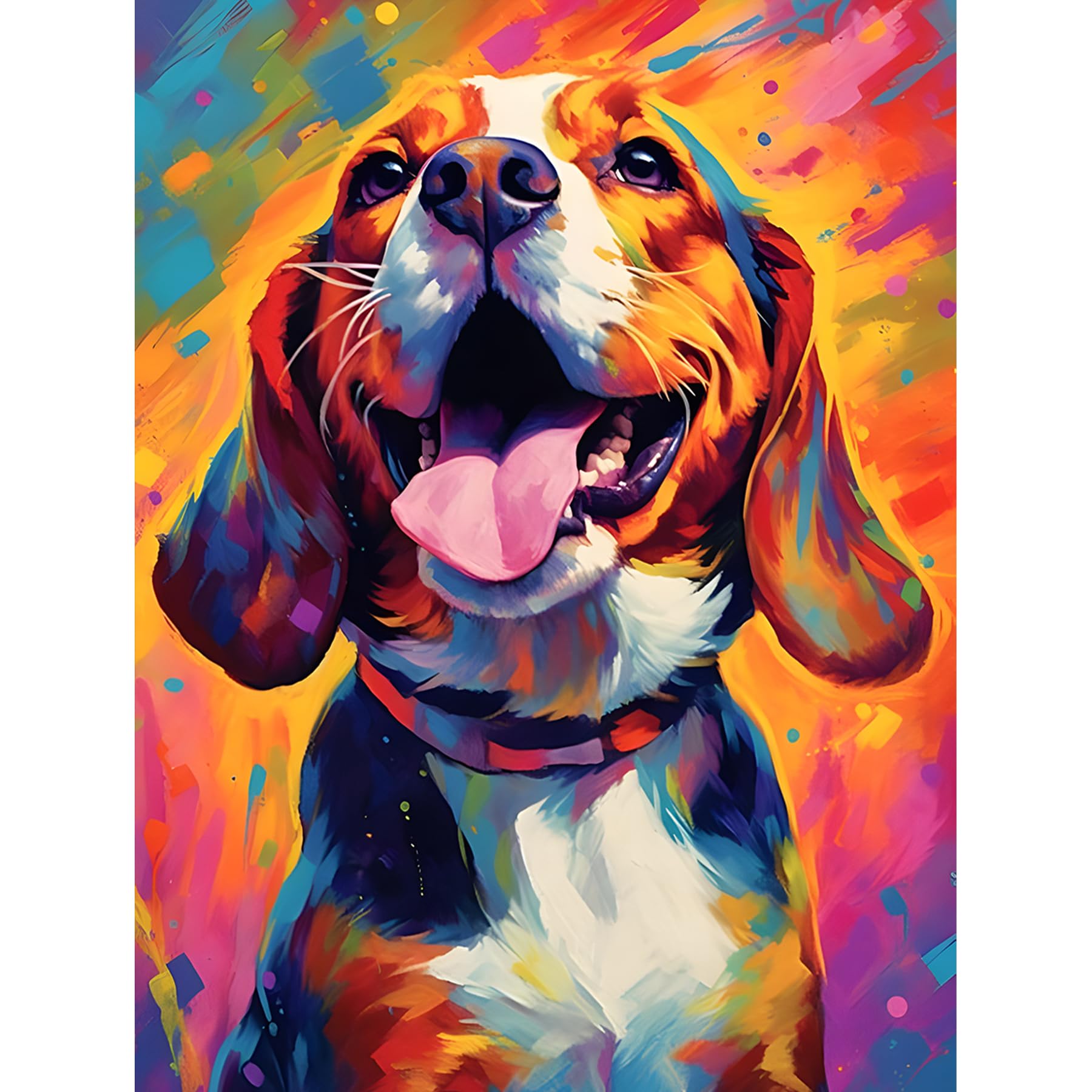 Bowetile DIY Diamond Painting Dog, Colourful Dog Diamond Art Painting Kits for Adults, Animal Full Drill Painting Rhinestone Embroidery Pictures for Beginner Home Wall Decor 30x40 cm
