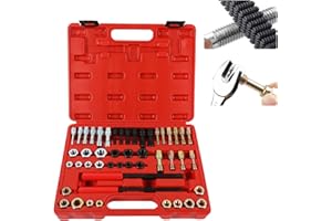 MOTOCOCHE Thread Chaser Set 48Pcs Thread Repair Tool UNC, UNF and Metric Thread Chaser Kit Split Die Thread Chaser with 2 SAE Thread Files,24 Rethreading Dies and 22 Rethreading Taps