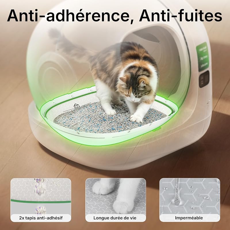 Purobot Max 3 Litiere Chat Autonettoyante, Grande Ouverture, Double Désodorisation, Anti-fuites/Pincement, xSecure, Contrôle APP, Capacité 76L,Tapis Anti-adhérent 3.0, pour Plusieurs Chats
