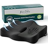Forcanby Seat Cushions for Office Chairs - Pressure Relief Seat Cushion - Car Seat Cushions for Pressure Relief, Tailbone Pain, Sciatica & Back Pain Relief for Office Chairs (Jet Black)