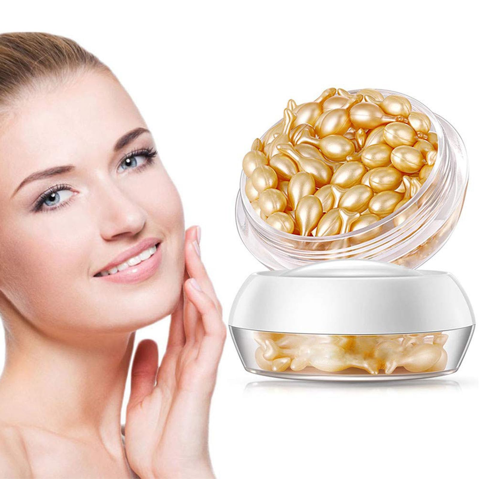 Face Serum Capsules, Reducing Fine Lines Skin Brightening Hydrating Firming Hyaluronic Acid Essence Capsules Anti-aging Vitamin E Serum Hydrating Face Serum 30 Capsules