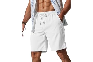 COOFANDY Men's Casual Shorts Elastic Waist Drawstring Lightweight Floral Summer Beach Shorts with Pocket