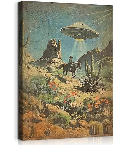 Amazon.com: Tevenuktla Retro 70's Desert Ufo Wall Art Alien Art