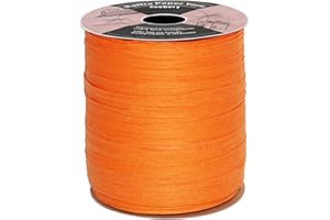 Seebery Raffia Ribbon for Crafts - Raffia Yarn Grass Twine for Gift Wrapping, DIY Decoration & More | Matte String Paper Rope for Crochet - 100 Yards, Orange