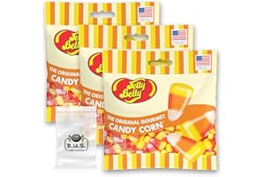 Jelly Belly Candy Corn Jelly Beans- 3 Pack - 3.0 oz each, Gourmet Jelly Beans - Candy Cornucopia of Fun! Perfect Candy Mix for Sweet Smiles and Playful Snacking this pack comes with with 1 R.U.S. Candy Company pocket size travel bag (Candy Corn)