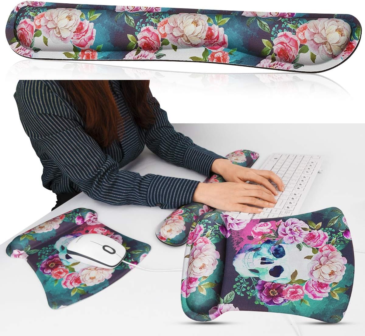 Shidan KE1 Keyboard Wrist Rest Pad and Mouse Wrist Rest Support Mouse Pad - Durable & Comfortable & Lightweight for Easy Typing & Pain Relief-Ergonomic Support