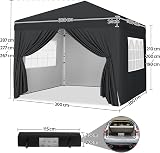 Yaheetech 3x3 Pop-Up Gazebo with Removable Side Panels & Wheeled Bag view 2