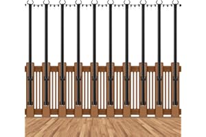 AHRLHR 10 Pack String Light Poles for Deck,5 Ft String Light Poles for Outside with Fixing Clips,Metal Poles for Outdoor String Lights, Hanging Light Poles for Fence Garden Backyard Wall Bistro