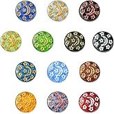 UR URLIFEHALL 26 pcs Random 13mm Millefiori Lampwork Glass Beads Colorful Flat Round Star Moon Loose Spacer Beads for DIY Craft Earring Bracelet Jewelry Making