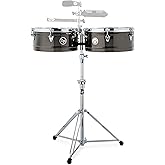 Latin Percussion Karl Perazzo Top-Tuning Timbales, Black Nickel, 14" and 15" (LP1415-KP)