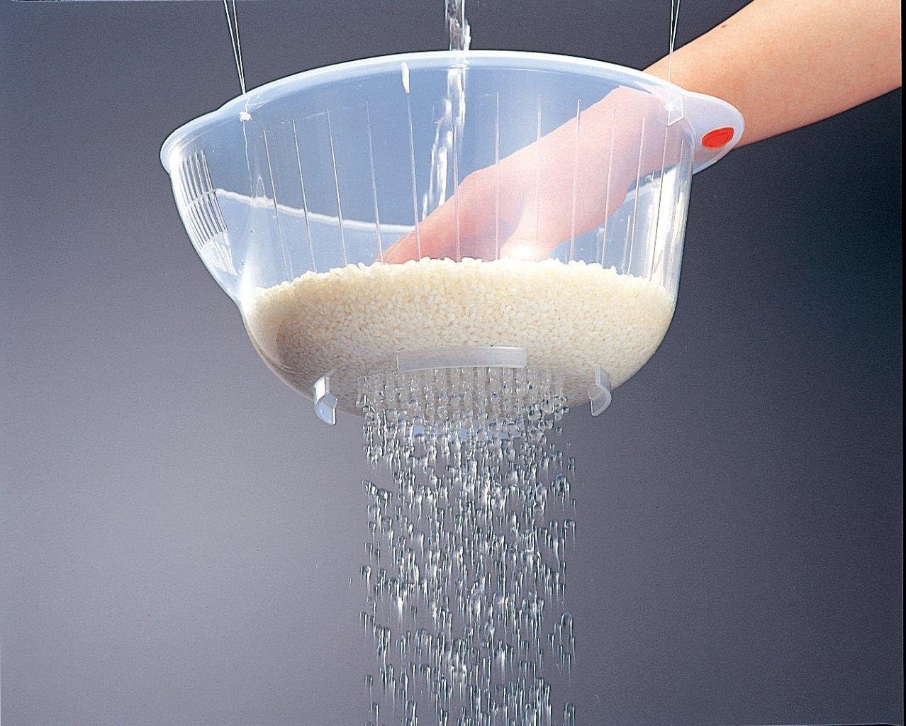  | Inomata Japanese Rice Washing Bowl with Side and Bottom Drainers, Clear: Rice Bowls