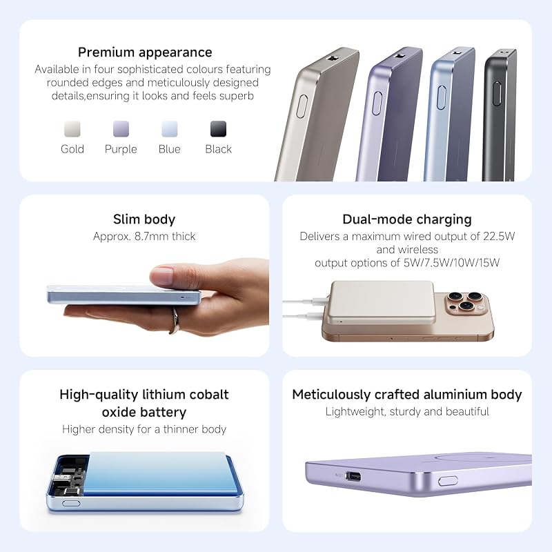 Super Slim Magnetic Power Bank 5000 Negro